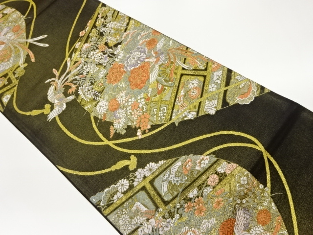 JAPANESE FUKURO OBI / WOVEN FLORAL PLANTS